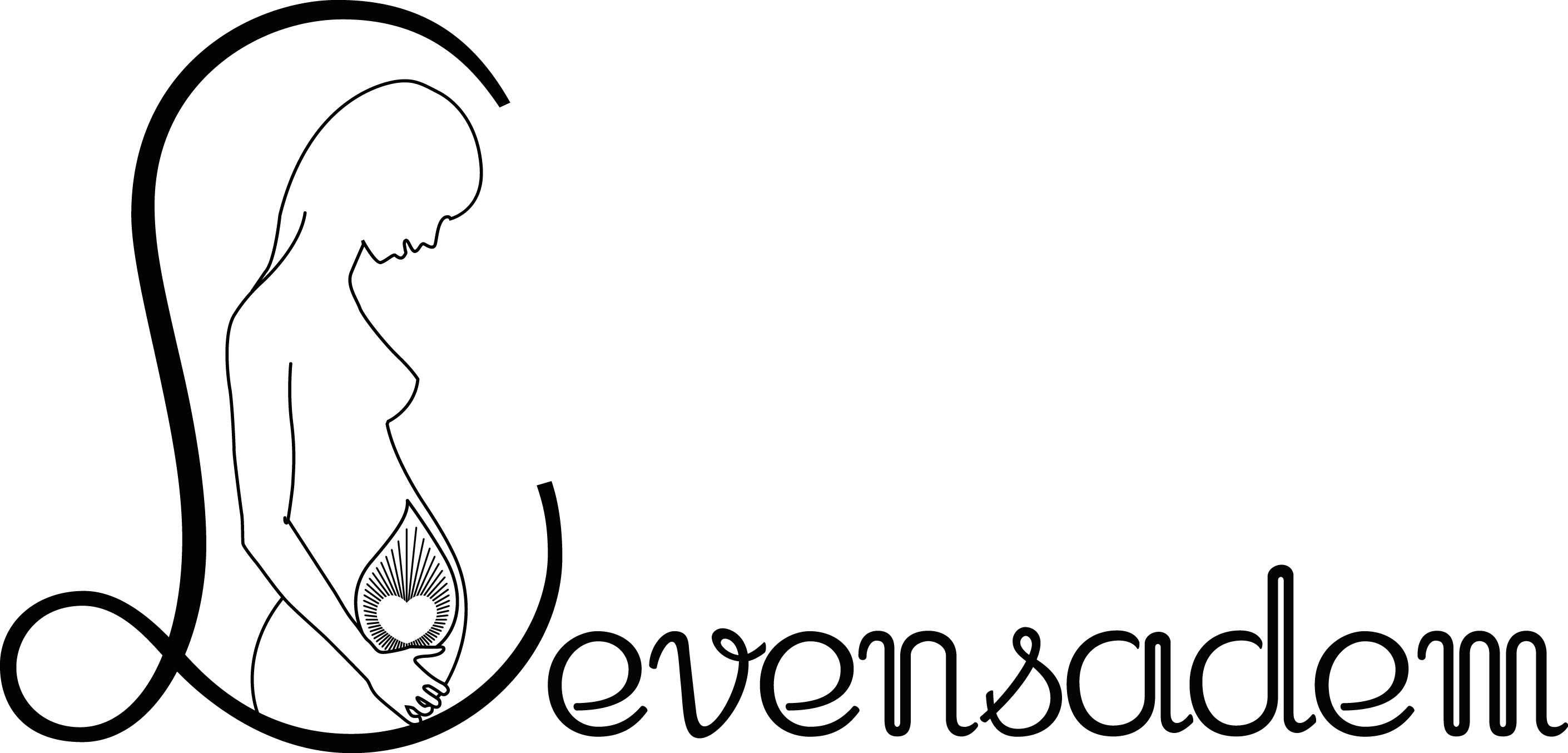 het woord Levensadem met in de L afbeelding van een zwangere vrouw met in de buik een stralend hartje.